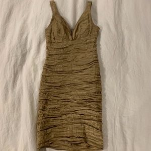 Nicole Miller Gold Metallic Short Cocktail Dress